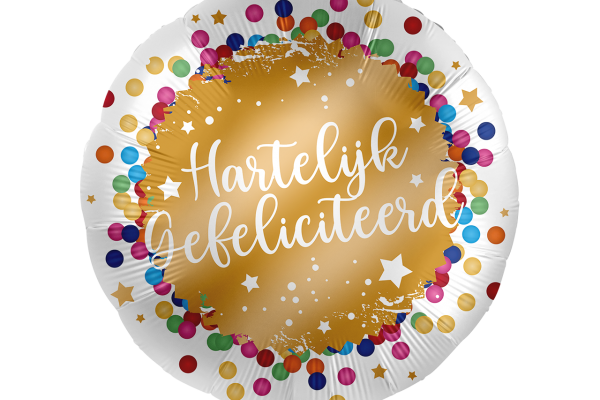 Ballon met tekst hartelijk gefeliciteerd