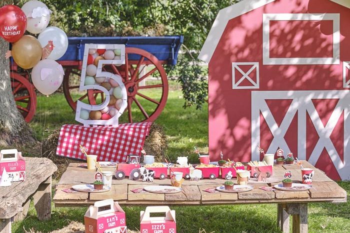 Feestversiering voor kinderfeestje boerderij thema