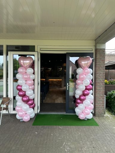 Ballonnenpilaren roze paars wit met top-ballon